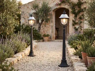 Produktbild von 2er-Set schwarze Wegeleuchten PARMA Edelstahl Lampendach, E27, IP43