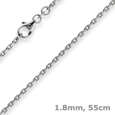 Produktbild von 1,8mm Kette Collier Ankerkette Halskette 585 Gold Weißgold 55cm Uni