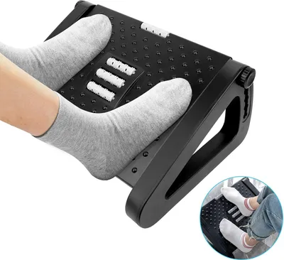 Image de Repose-pieds avec fonction massage - Réglable en 6 hauteurs - Antidérapant pour le bureau et la maison