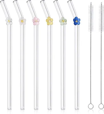 Produktbild von Wiederverwendbare Trinkhalme 20cm Glas durchsichtig für Smoothies Cocktails