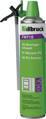 Produktbild von ILLBRUCK 2K-Montageschaum FM710 400 ml B2 grün mit Einweghandschuhen