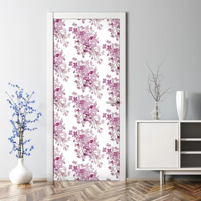 Produktbild von Dekorative Türaufkleber Aufkleber selbstklebend Klebefolie Abnehmbarerdeko Blau Blüten lila 70 x 200 cm
