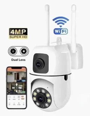 Produktbild von Außentür- und Innenraum-Sicherheitskamera - 360° Drehfähige Kamera mit Nachtsicht - 4MP Doppelobjektiv - Bewegungserkennung & Alarm - WiFi - Zweikanal-Audio - Überwachungskamera