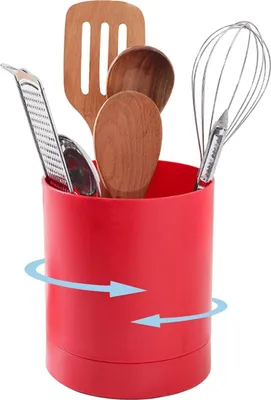 Produktbild von Kochgefäß - Spatelpot - Utensilengefäß - Kochutensilienhalter - Kochutensiliengefäß - 14,5 x 13 x 14,5 cm - Rot