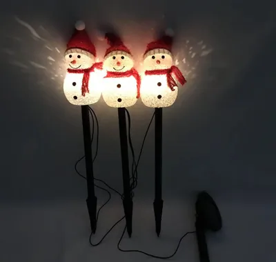 Produktbild von Solarbetriebene Weihnachtsbeleuchtung für den Außenbereich, 3er-Set Schneemänner für Terrasse, Hof, Garten, Rasen – Weihnachtsdekoration