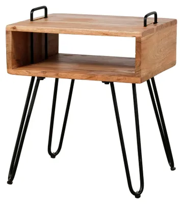 Immagine prodotto di Comodino FURNLUX Quadro Acacia e Nero 40 cm / Colore principale: marrone / Dimensioni: 40 x 48 x 34 cm