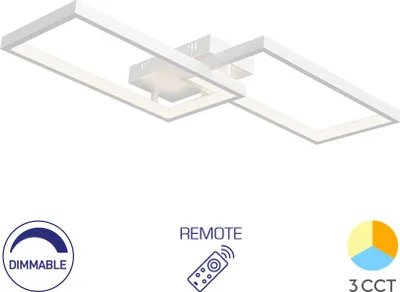 Immagine prodotto di Plafoniera a LED Braytron 40 W, dimmerabile, bianco caldo, bianco neutro, bianco freddo, 4400 lm, 120°, bianco, alluminio