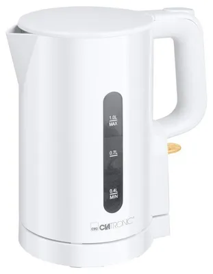 Obrázok produktu pre Clatronic WK 3834, 1 L, 900 W, Biela, Indikátor úrovne vody, Zabezpečenie proti prehriatiu, Bezšnúrový