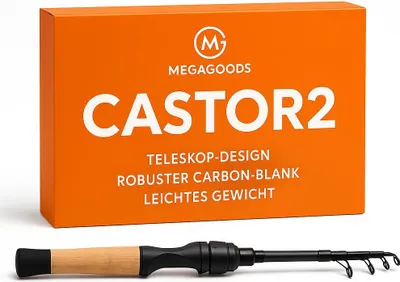 Produktbild von Baitcasting Rute teleskopisch Carbon 8-25 g Holzgriff leicht DE.