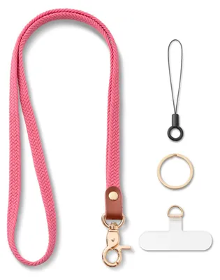 Image de Porte-clés à porter autour du cou, long cordon tressé, rose vif