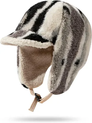 Produktbild von Warme Wintermütze Flieger-Ohrklappen Trapper mit Gesichtsschutz Winddicht Schwarz 56-60 cm