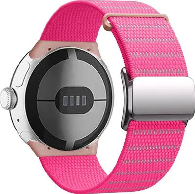Produktbild von Für Google Pixel Watch 3 45mm Design Magnetverschluss Nylon Ersatz Armband Rosa