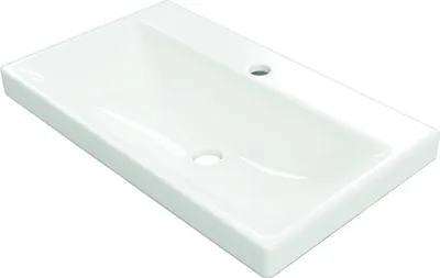 Zdjęcie produktu dla Nowoczesna umywalka meblowa Blanko 65x37 cm, prostokątna, biały połysk, otwór na baterię