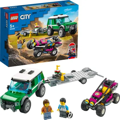 Produktbild von LEGO 60288 City Rennbuggy-Transporter, Spielzeug-Set mit Rennwagen und Autotransporter, LKW-Spielzeug ab 5 Jahre