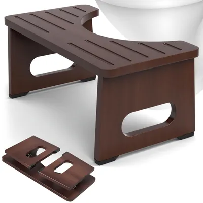 Productafbeelding van Toiletkrukje - Toiletkruk volwassenen - Bamboe - 40 x 21 x 17,8 cm - Inklapbaar - Bruin