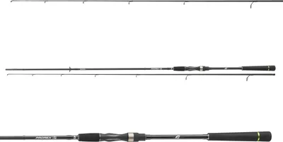 Three fishing rods are shown against a white background.