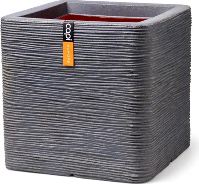 Produktbild von Capi Blumentopf Nature Rib Quadratisch 40x40x40 cm Dunkelgrau