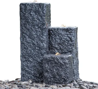 Produktbild von HEISSNER Terrassenbrunnen mit LED Neptun 15/25/40 cm Schwarz