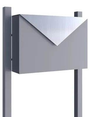 Produktbild von Standbriefkasten Letter in Grau Metallic mit Edelstahlklappe