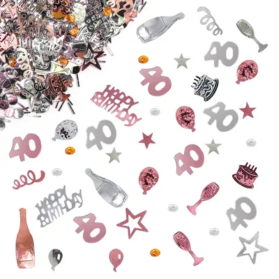 Konfetti 40. Geburtstag – Roségold – 1 Set Tischdeko