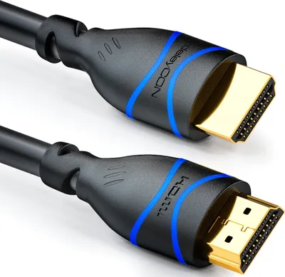 Produktbild von deleyCON HDMI 5m High Speed Kabel 2.0 mit Ethernet ARC 3D 4K Ultra HD (1080p/2160p) PS4 360 TV OLED PC Laptop Beamer Monitor - Schwarz/Blau