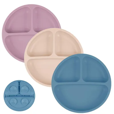 Immagine prodotto di Piatto per bambini - Silicone - Antiscivolo - Senza BPA - Con ventosa e posate - Piatto per bambini e neonati