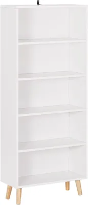 Immagine prodotto di Libreria a 5 scomparti, scaffale aperto | Bianco | 60x24x144 cm