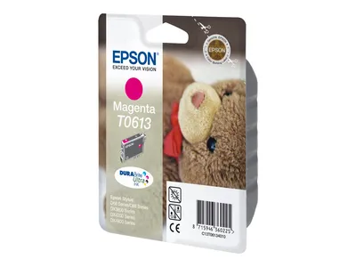 Produktbild von Epson Teddybear Singlepack Magenta T0613 DURABrite Ultra Ink, Magenta, Tinte auf Pigmentbasis, 8 ml, 1 Stück(e), Einzelpackung