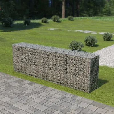 Image de vidaXL Mur de gabions avec couverture Acier galvanisé 300×50×100 cm