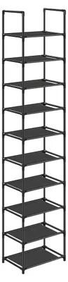 Produktbild von Schuhregal aus schwarzem Metall – platzsparend – 33 x 33 x 173 cm – einfach zu montieren