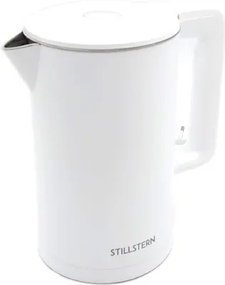 A white electric kettle.
