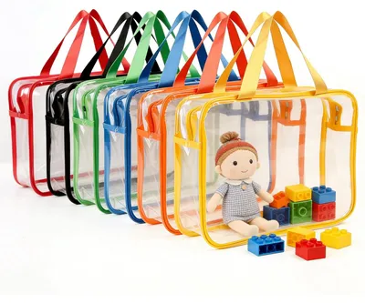 Produktbild von Set aus 6 Bunt Transparenten Spielzeugaufbewahrungstaschen