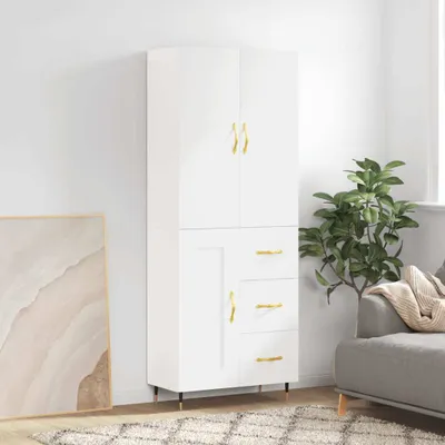 Productafbeelding van vidaXL Hoge kast, wit, 69,5 x 34 x 180 cm, houtvezel