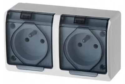 Produktbild von ELEKTRO-PLAST NASIELSK GNT 0322-01 Hermetische Doppelsteckdose Aufputz IP44 Weiß