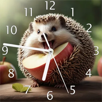 Produktbild von Wallario Design Wanduhr Lustiger Igel aus Echtglas, Größe 20 x 20 cm