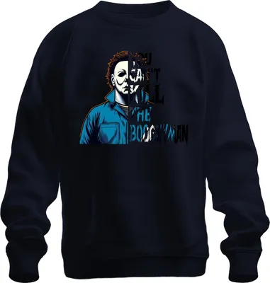 Produktbild von Boogeyman Halloween Spruch Mörder Horror Slasher Maske Retro Uni Sweatshirt Pullover, Navy, XL