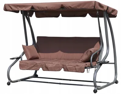 Produktbild von 3-Sitzer-Gartenschaukel, 2-in-1, mit Kissen, braun, MultiGarden
