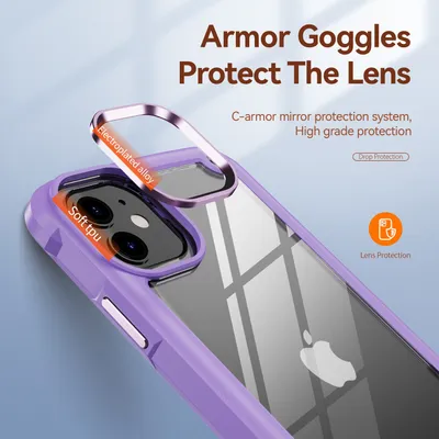 Produktbild von iPhone 11 Hülle, Hybrid Transparente PC Robust TPU Bumper Stoßfest Schutzhülle für iPhone 11 Lila