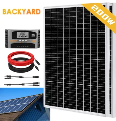 Produktbild von 200W Solarmodul Set Balkonkraftwerk 12V 2x100W Monokristallinen PV Kit Mit 40A Laderegler und Solarkabel für Wohnmobil Boot Camping Off-grid