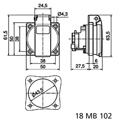 Produktbild von Bals Elektrotechnik 71099, CEE 7/3, 2P+PE, Blau, Polyamid, IP54, 250 V