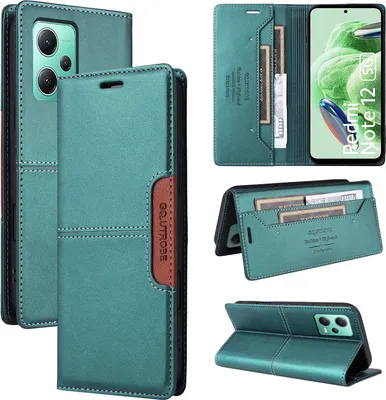 Obrázek produktu pro Pouzdro pro Xiaomi Redmi Note 12 5G/Poco X5, kožené flipové peněženkové pouzdro s přihrádkou na karty a stojánkem Zelený
