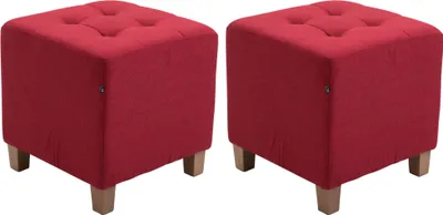 Produktbild von CLP 2er Set Sitzhocker Pharao, antik-hell mit hochwertiger Polsterung rot