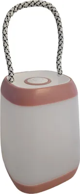 A small, portable LED lamp with a carrying handle.