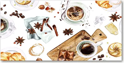 Produktbild von Tulup Glas-Bild -140x70- Wandkunst Dekorative Wand für Küche & Wohnzimmer - Essen & Getränke - Morgenkaffee - Beige