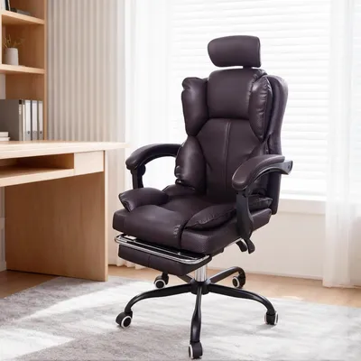 Produktbild von Ergonomischer Chefstuhl, Braun Belüfteter Kühlsitz, Gaming‑Stuhl mit mehrwinkliger Verstellung, Bürostuhl mit Liegefunktion,sanfte Vibrationsmassage
