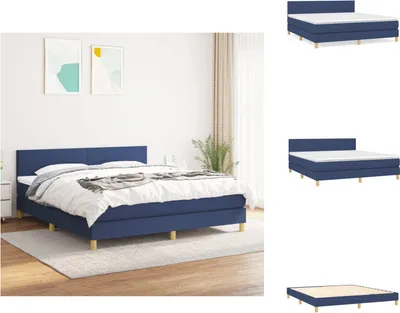 Produktbild von vidaXL Boxspringbett mit Matratze Blau 160x200 cm Stoff -  Betten & Bettgestelle