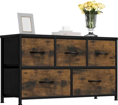 Image de YITAHOME Commode 5 tiroirs Tissu Armoire Commode de rangement 100x30x55cm