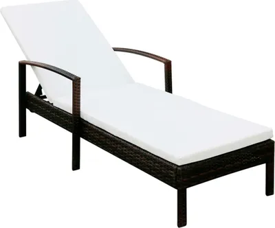 Produktbild von Sonnenliege mit Auflage Poly Rattan Braun