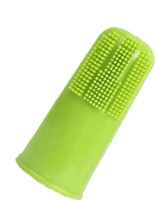 Produktbild von INF 10 Stück Silikon Fingerzahnbürste für Hunde und Katzen Zahnpflege Grün