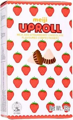 Produktbild von MEIJI Uproll Milk & Strawberry Chocolate 35g